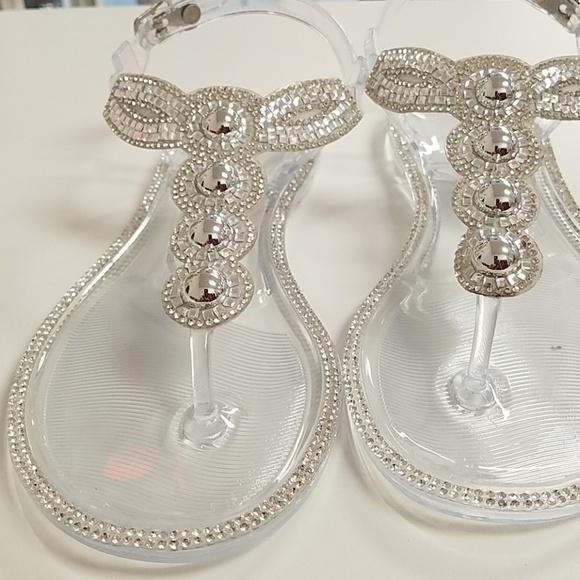 clear rhinestone jelly sandals
